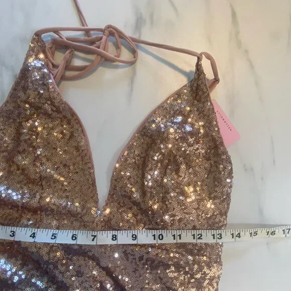 Hello Molly Sequin Halter Dress Size 6 HoCo Party Holiday Date Night Glitter NWT - Picture 10 of 12